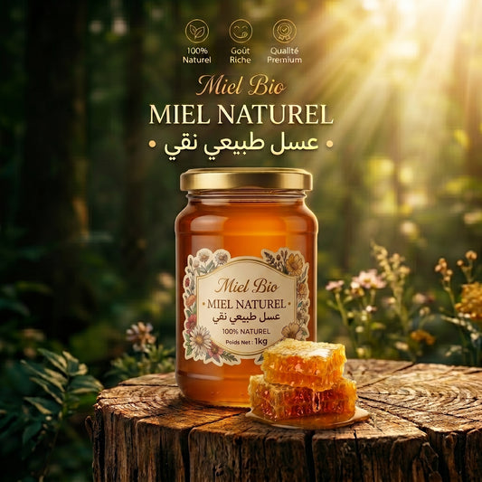 Miel Bio Naturel - pot unique sur souche en bois